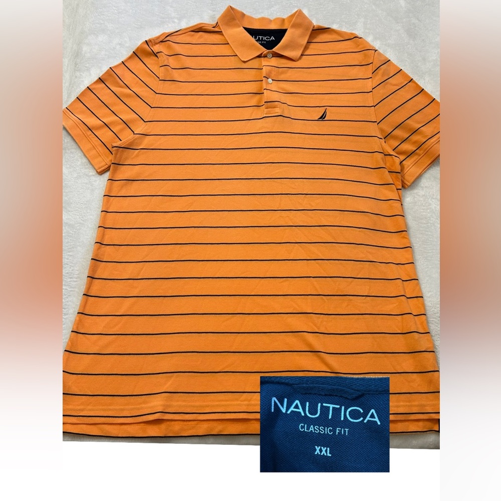 Nautica XXL Orange and Navy T-Shirt